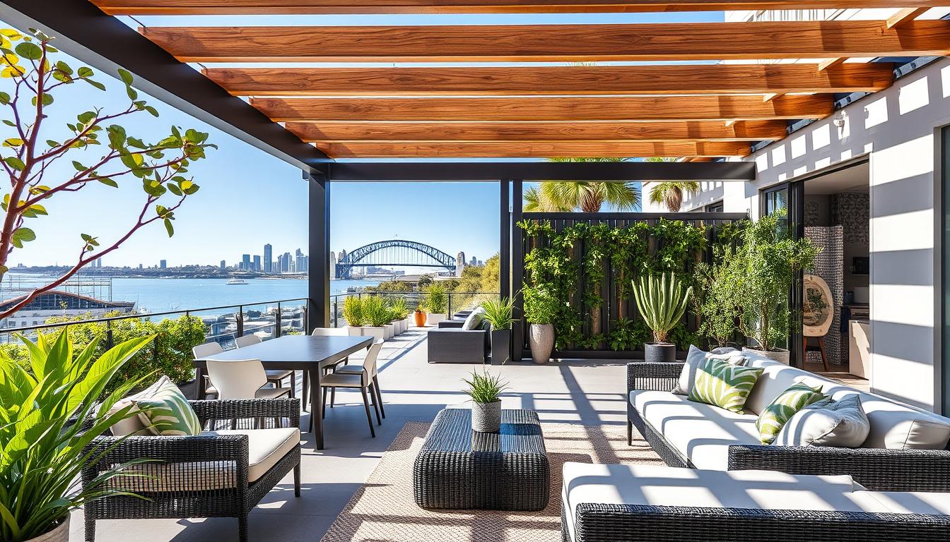 Modern Australian outdoor patio with contemporary outdoor furnitures