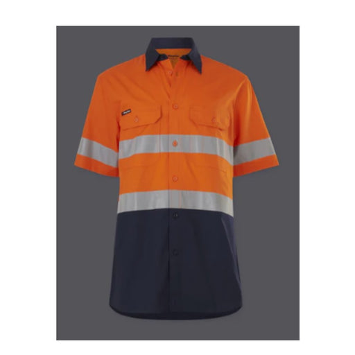 King Gee Men's Workcool Shirt Vented Closed Front Taped Short Sleeve - Orange - Yellow - Shopica Pty Ltd