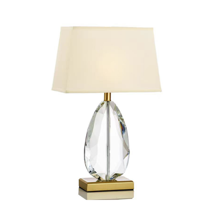 Captivating close-up of the Tiffany Diamond Lamp's multi-faceted crystal base, a true modern masterpiece