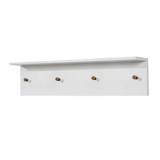 Close-up of the Fjord Wallshelf White highlighting the knobs for hanging and shelf space