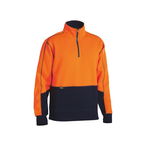 Bisley Hi Vis Fleece Pullover Half Zip Tradie Jumper - Shopica Pty Ltd