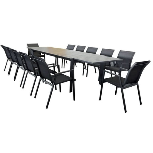 Icaria White Ensemble - Extendable Outdoor Dining Table & Chair Set