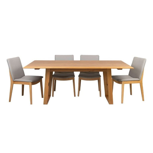 Elegant Galway Dining Collection: Marri Wood Table and 6 Pewter Boca Chairs