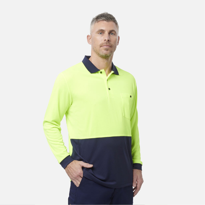 King Gee Hyperfreeze Spliced Long Sleeve Polo - Shopica Pty Ltd