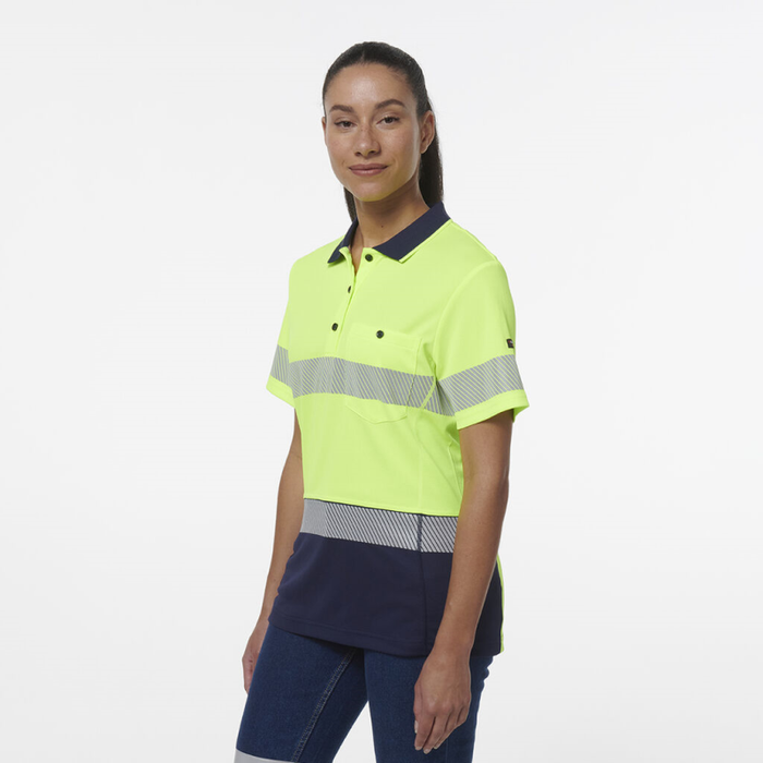 King Gee Women's Workcool Hyperfreeze Spliced Short Sleeve Polo With Segmented Tape - Shopica Pty Ltd