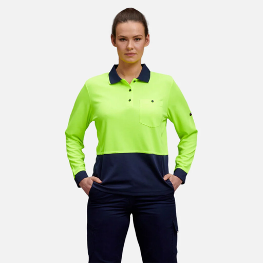 King Gee HyperFreeze Women's Spliced Polo Long Sleeve - Shopica Pty Ltd
