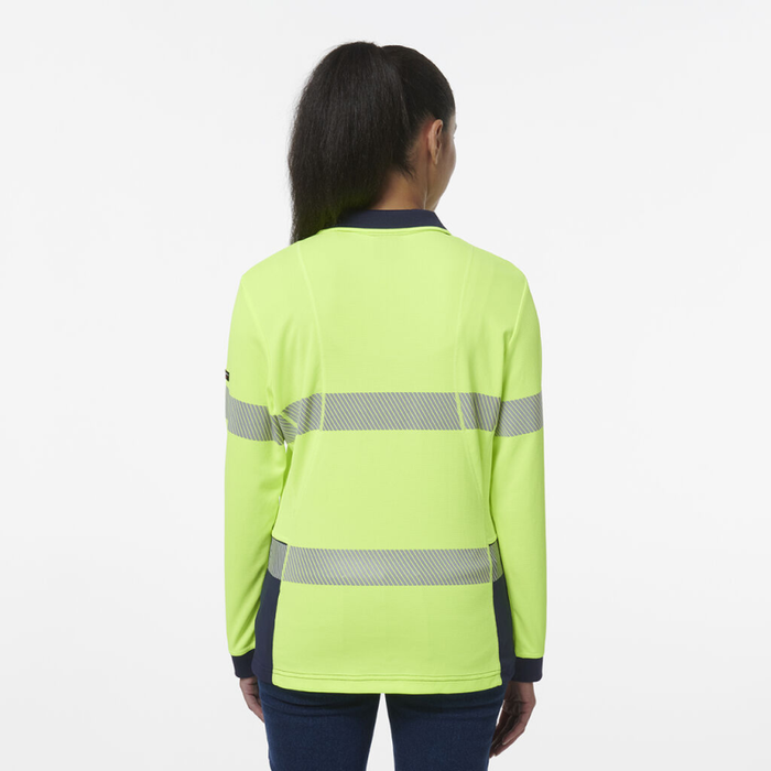 King Gee Women's Workcool Hyperfreeze Spliced Long Sleeve Polo With Segmented Tape - Shopica Pty Ltd