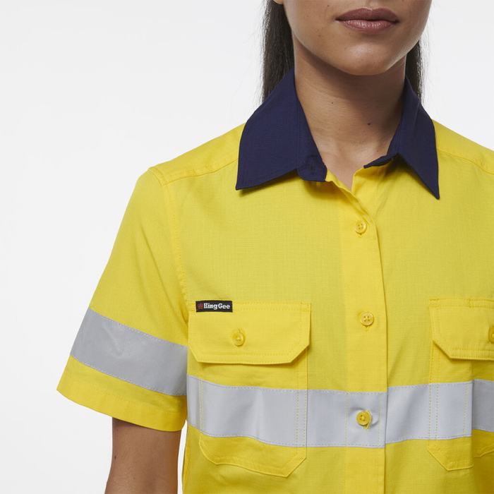 King Gee Women's Workcool Vented Reflective Short Sleeve Shirt - Shopica Pty Ltd
