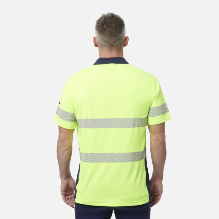 King Gee Men's High Visibility Short Sleeve Polo - Taped Work Cool - Yellow - Orange - Shopica Pty Ltd