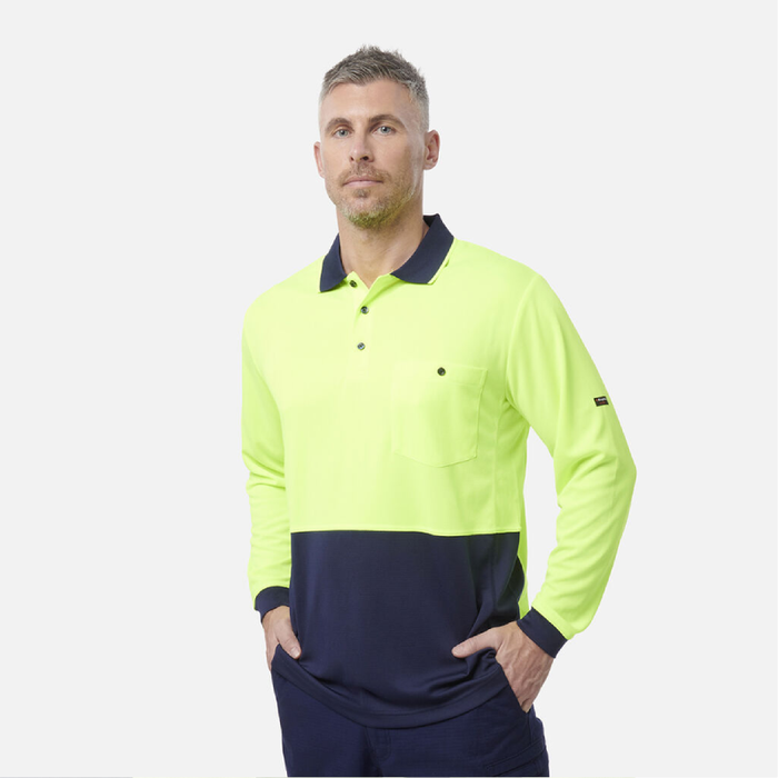 King Gee Hyperfreeze Spliced Long Sleeve Polo - Shopica Pty Ltd