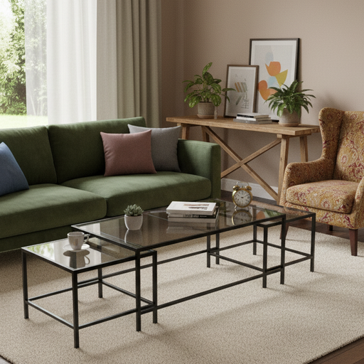 120cm Bella Coffee Table Trio Set in Classic Black