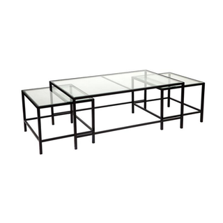 120cm Bella Coffee Table Trio Set in Classic Black Close Up Look