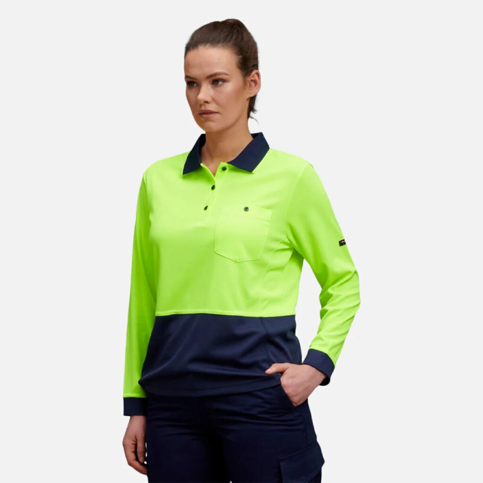 King Gee HyperFreeze Women's Spliced Polo Long Sleeve - Shopica Pty Ltd