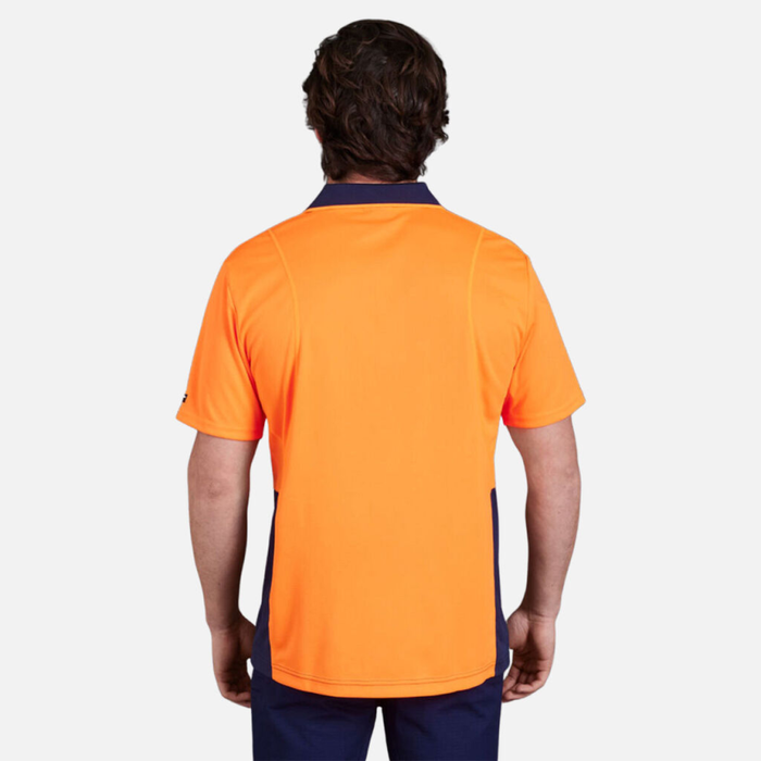 King Gee Workcool Hyperfreeze Men's Spliced Polo Short Sleeve - Orange - Yellow - Shopica Pty Ltd