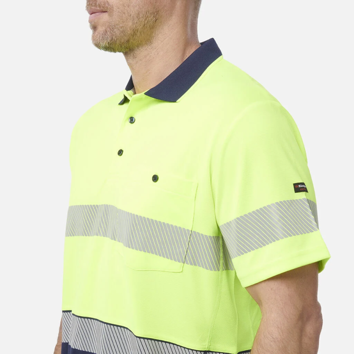 King Gee Men's High Visibility Short Sleeve Polo - Taped Work Cool - Yellow - Orange - Shopica Pty Ltd