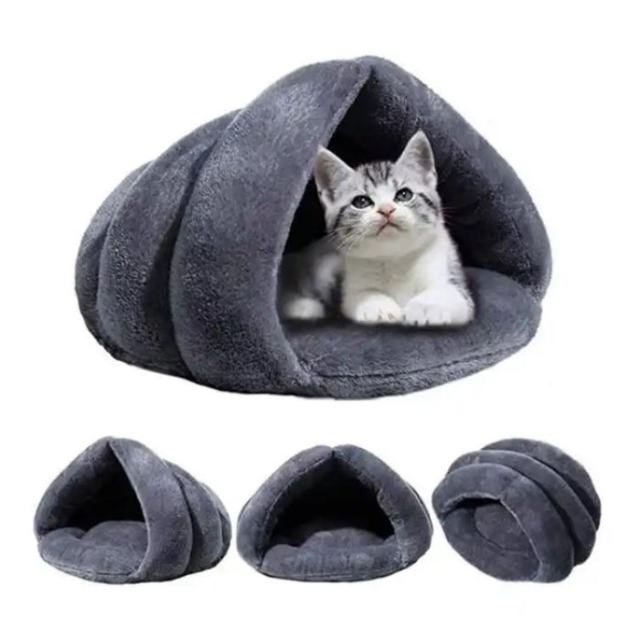 Plush Soft Warm Cat Cave Pet Bed With Hanging Ball