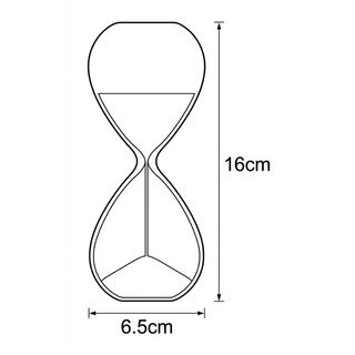 15-minute hourglass black and white dimension diagram