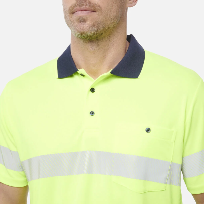 King Gee Men's High Visibility Short Sleeve Polo - Taped Work Cool - Yellow - Orange - Shopica Pty Ltd