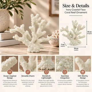 19cm ivory bush coral ornament size guide 16cm tall 7cm deep with texture close ups