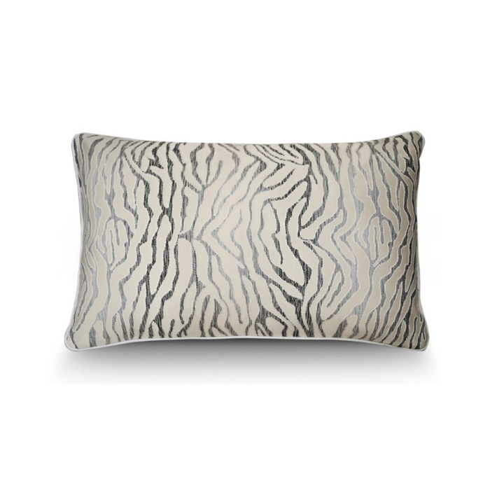 White Beige Black And Grey Zebra Cushion - Duck Feather Insert