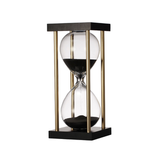 15-Minute Black Sand Hourglass in Black & Gold Stand