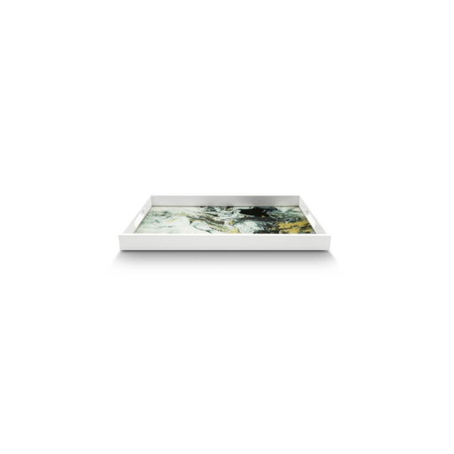 Adventurous black and white tray adding a touch of drama to home deco