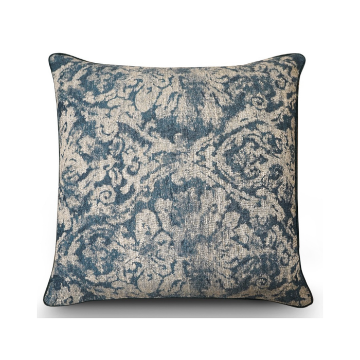 Elegant Contrast: Cream and Blue Modern Pattern Woven Cushion - Shopica Pty Ltd