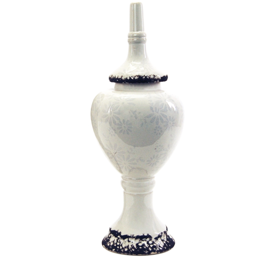 Chic and shabby elegance captured in the Shabby White Floral Jar, perfect for enhancing home aesthetics.