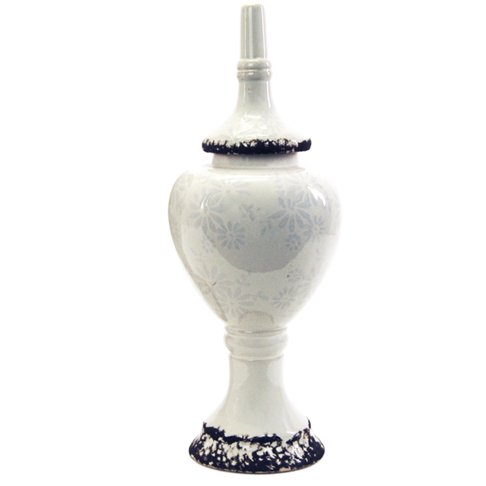 Chic and shabby elegance captured in the Shabby White Floral Jar, perfect for enhancing home aesthetics.