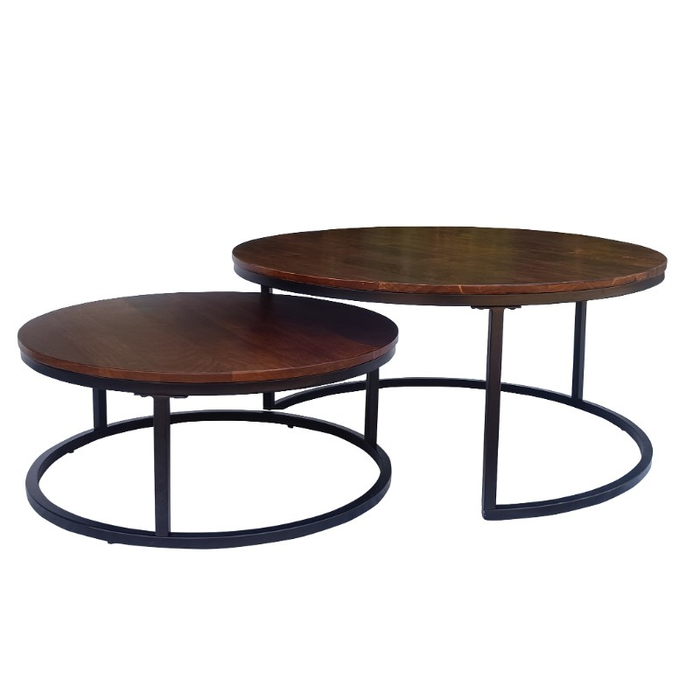 Talisman Coffee Table Set Of 2 - Walnut/Black