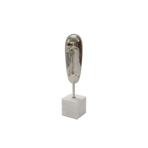 Eloquent Contours: Aluminium Face Sculpture on Marble Stand - Shopica Pty Ltd