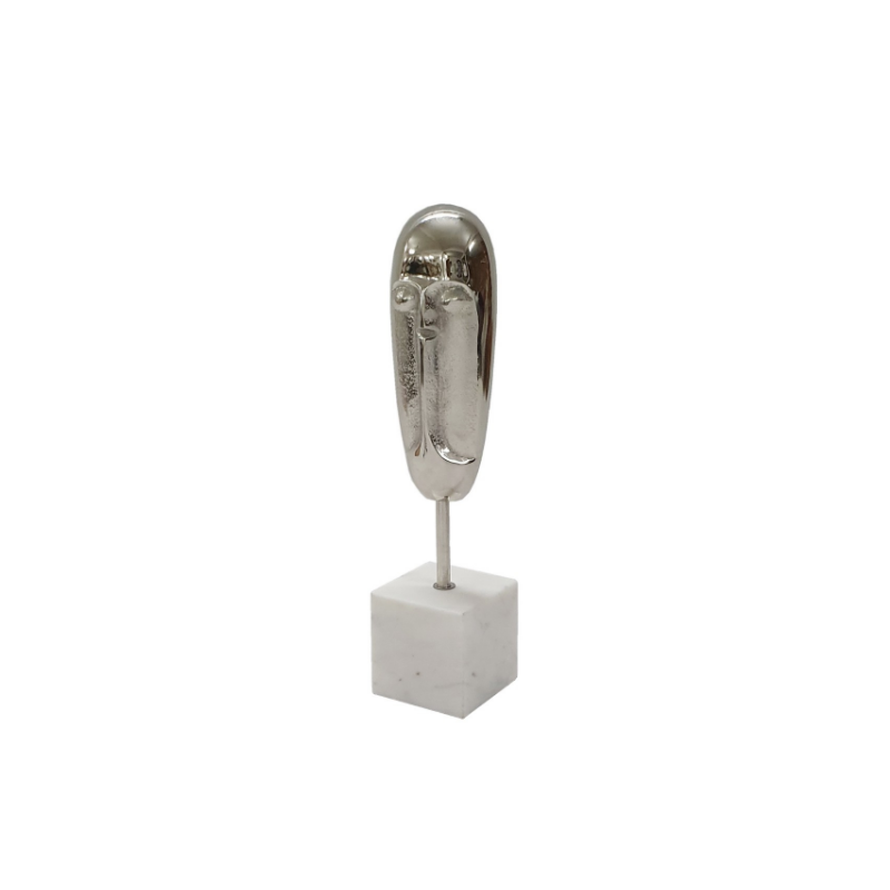 Eloquent Contours: Aluminium Face Sculpture on Marble Stand - Shopica Pty Ltd