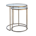 Opulent gold Glass, Round Nest Tables, providing a luxurious accent to chic interior decor.