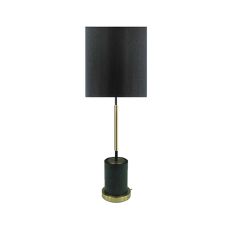 Front view of Bella Tall Lamp — tall metal table lamp with black and brass detailing.