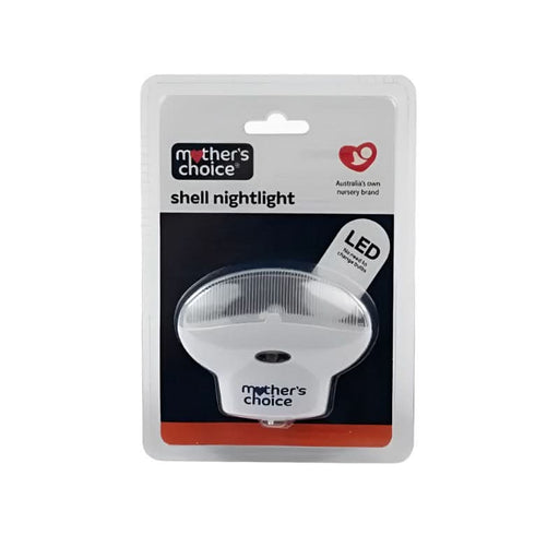 Softly glowing Mothers Choice Shell Nightlight in serene nursery setting