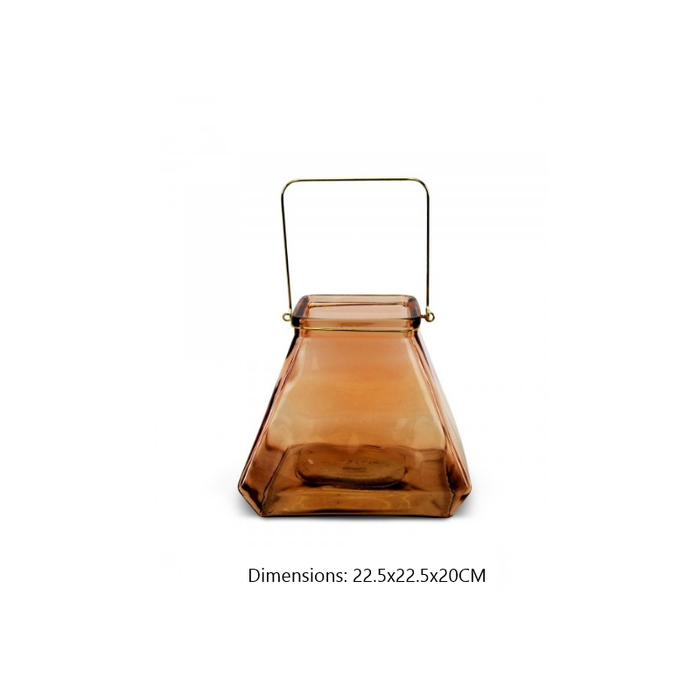 Stylish and modern Brown Paddington Glass Candle Holder on a chic tabletop setup.