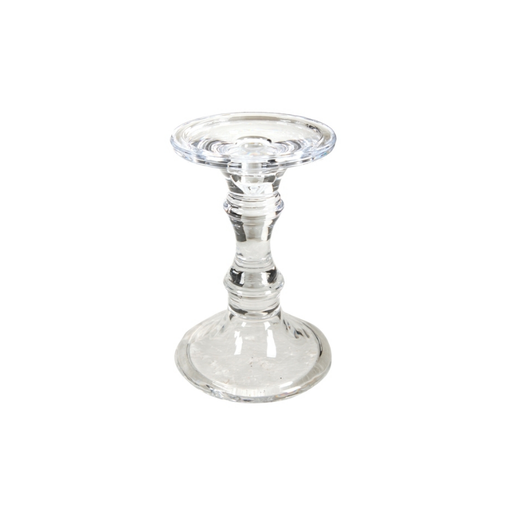 Elegant Audrey Glass Candlestick Holder illuminating a sophisticated dining setting