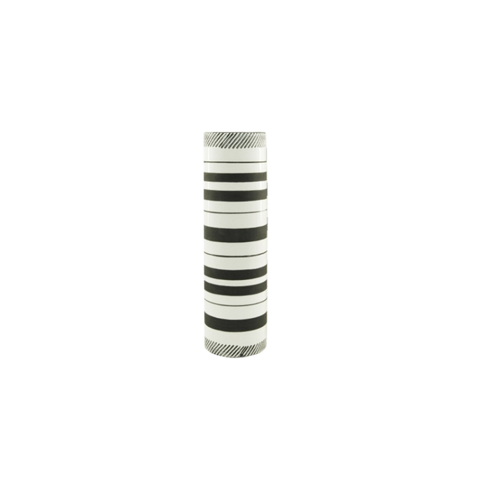 Stylish Black and White Tribal Vase in playful patterns