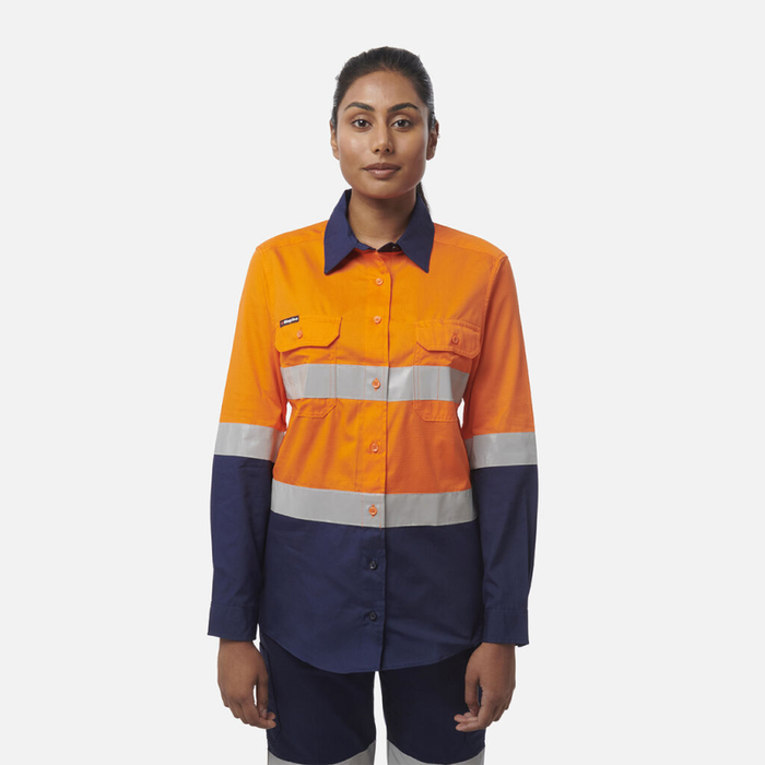 King Gee Women's Workcool Vented Spliced Shirt Taped Long Sleeve - Shopica Pty Ltd