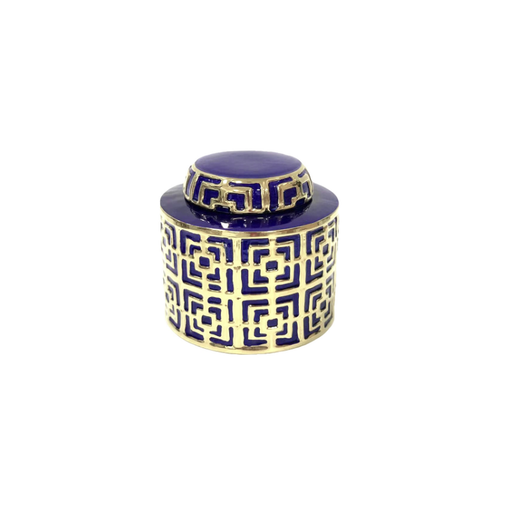 Victoria Navy & Gold Jar: Bold Elegance Defined