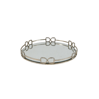 Round Silver Mirror Tray