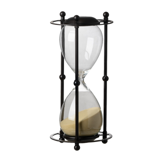 One Hour Sand Glass in Black Rounded Stand