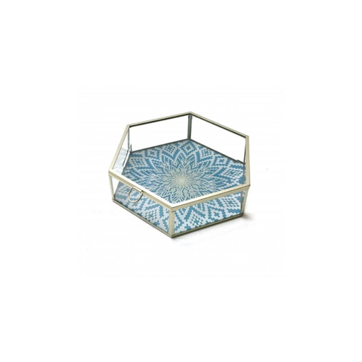 Elegant blue jewellery box with Mediterranean-inspired design
