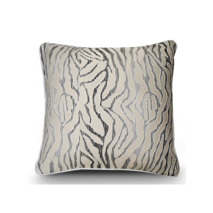 White Beige Black And Grey Zebra Cushion - Duck Feather Insert
