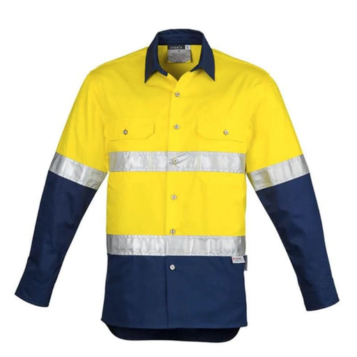 Syzmik Mens Hi Vis Spliced Industrial Shirt Day/Night 3M Hoop Taped Long Sleeve - Shopica Pty Ltd