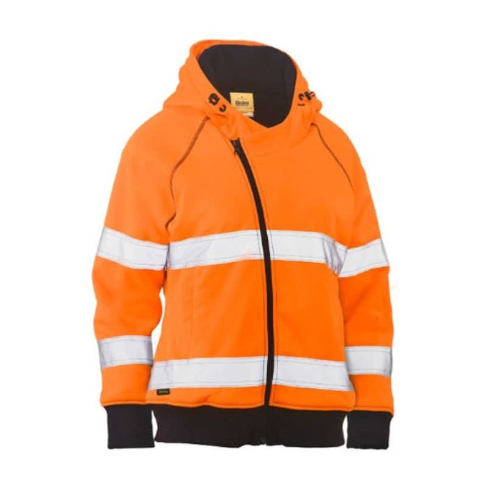 Bisley Womens Taped Hi Vis Day/Night 3M Reflective Tape Fleece Hoodie - Shopica Pty Ltd