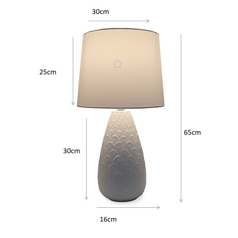 Avalon White Ceramic Table Lamp (65 cm)