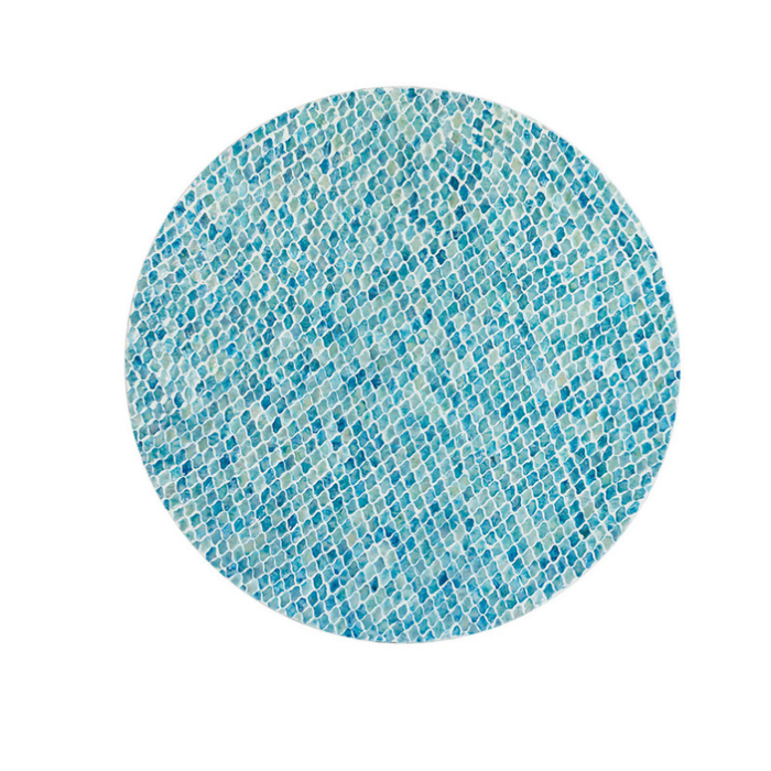 Close-Up Detail of Blue Capiz Surface - Azure Oasis Coffee Table
