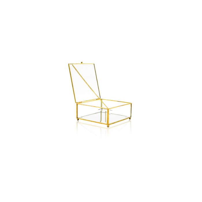 Brass glass box offering a peek into treasured collections