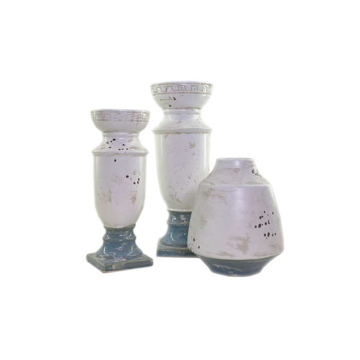 Sophisticated Coastal Candle Stick in nautical blue, enhancing the room with a coastal vibe